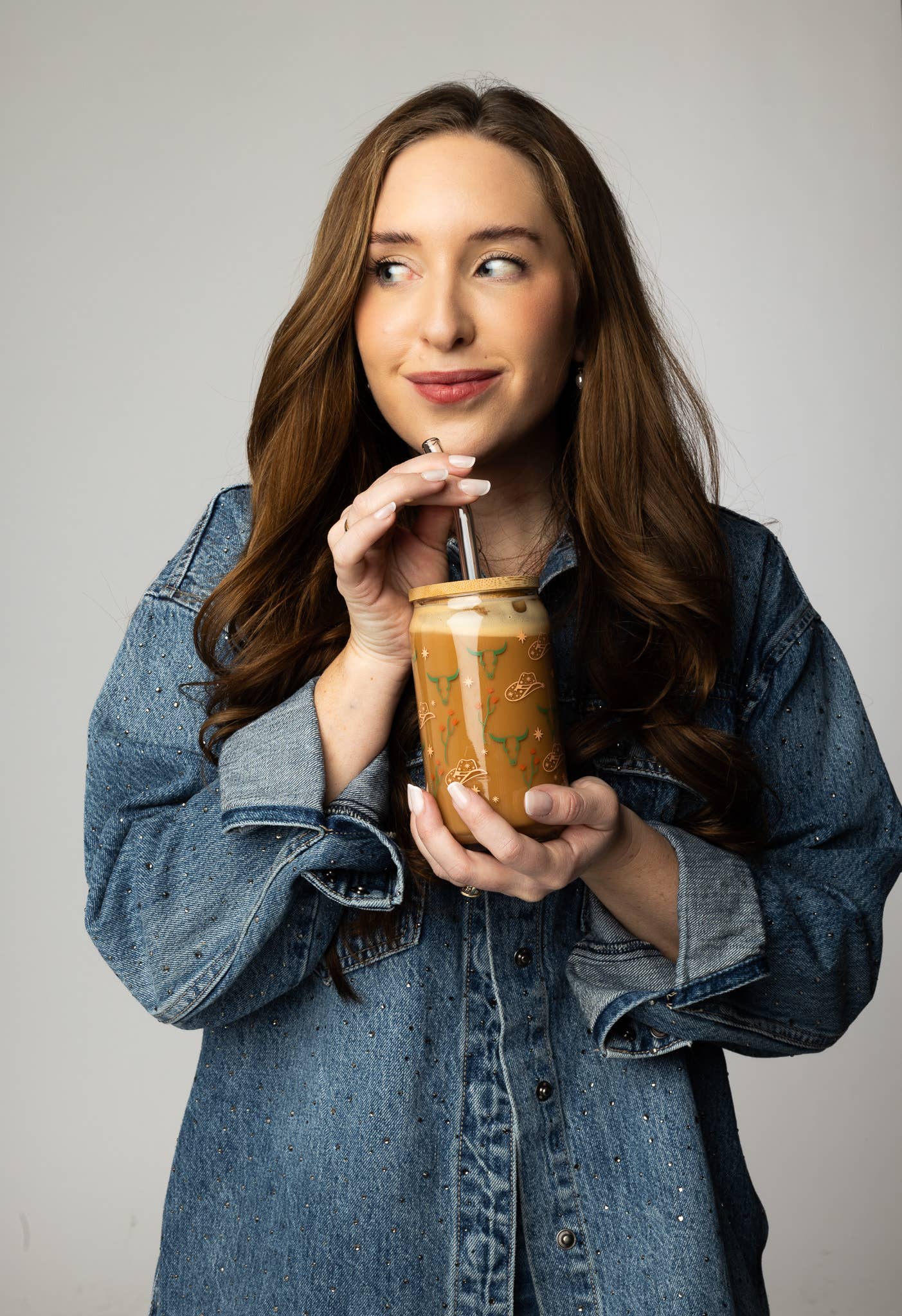 Western Glass Can with Lid and Straw (dishwasher safe!)