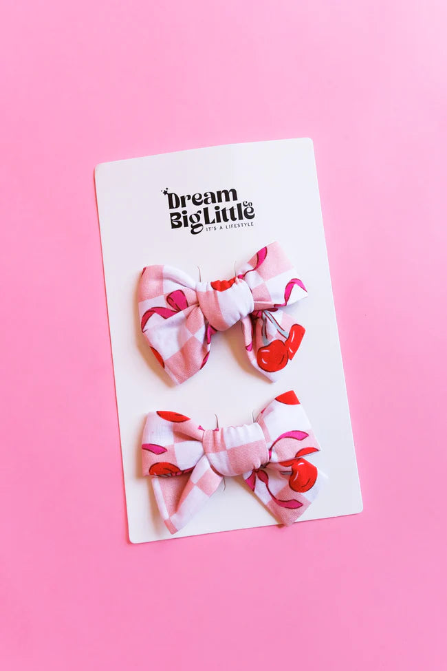 Cherry Sweet Checkers Hair Clips