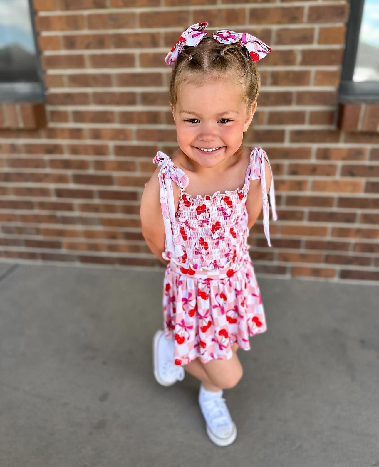 Cherry Sweet Checkers Smocked Skort Set