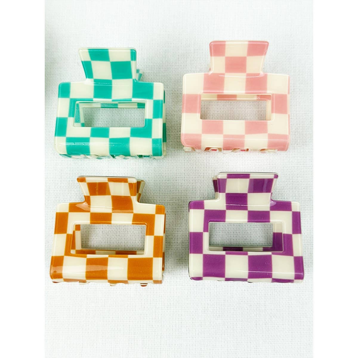 Colorful Checkered Mini Claw Clip