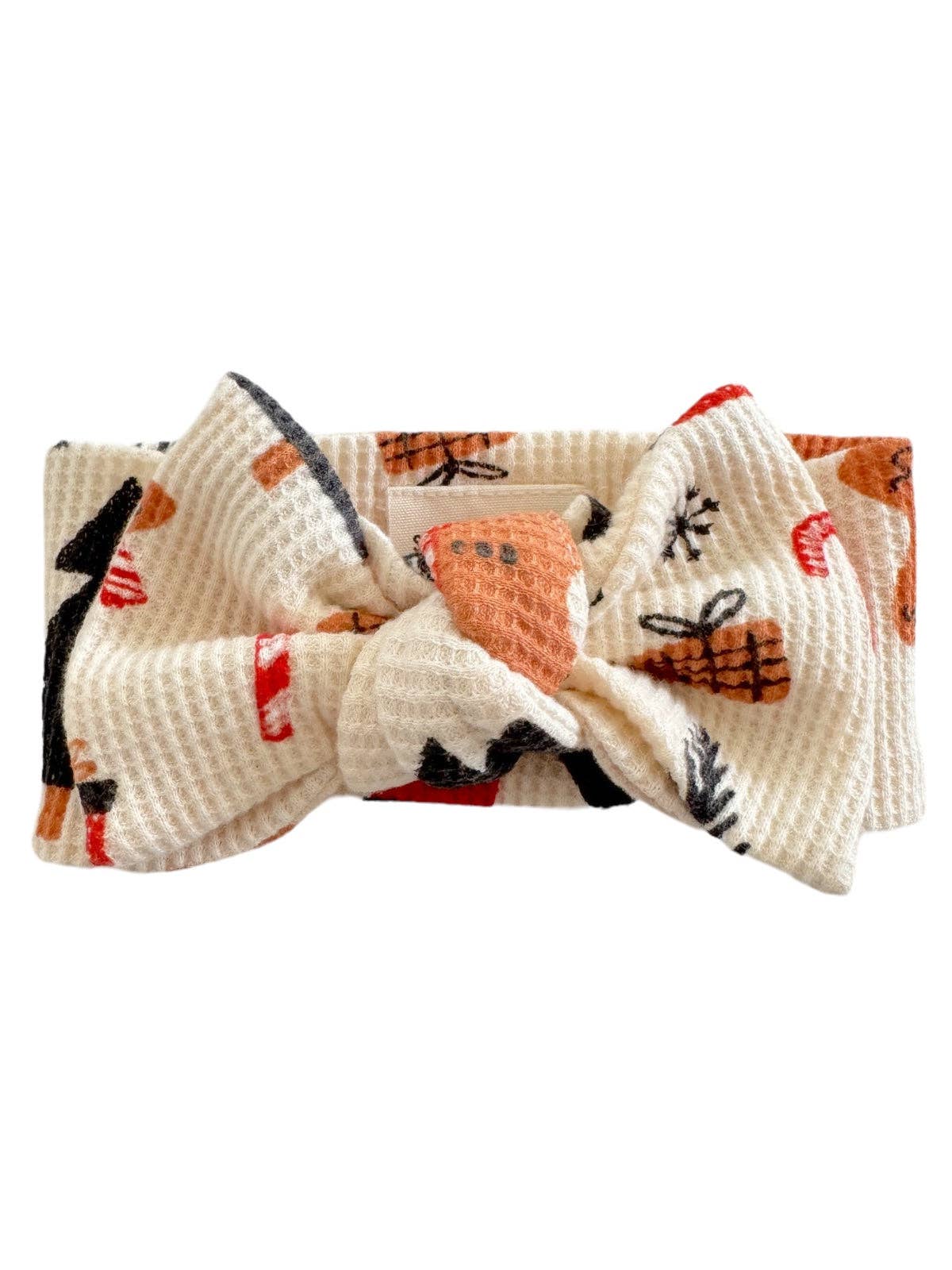 Organic Waffle Knot Bow, Gingerbread Wonderland Snow
