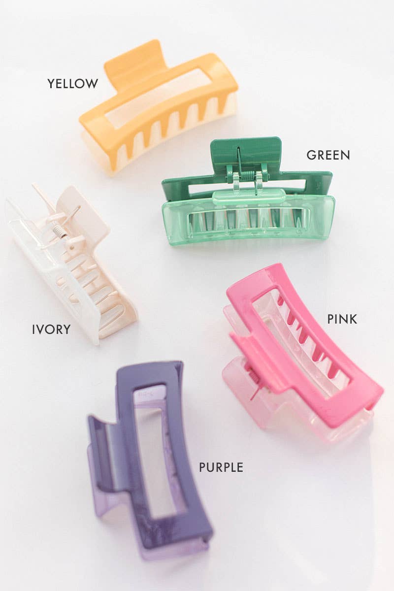 Pink Two Tone Rectangle Hair Clip