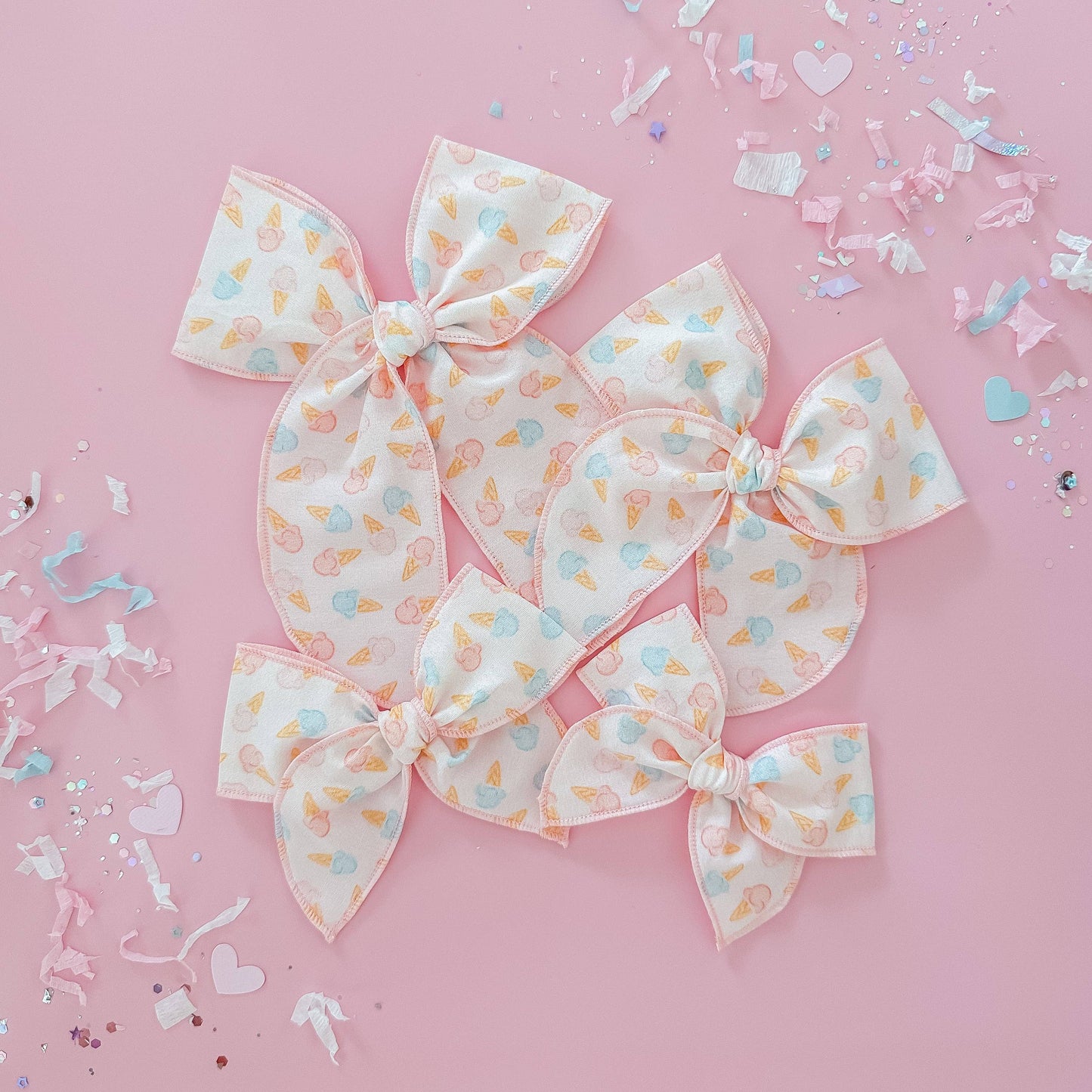 Small Piggie Bow Set | Pink Ice Cream