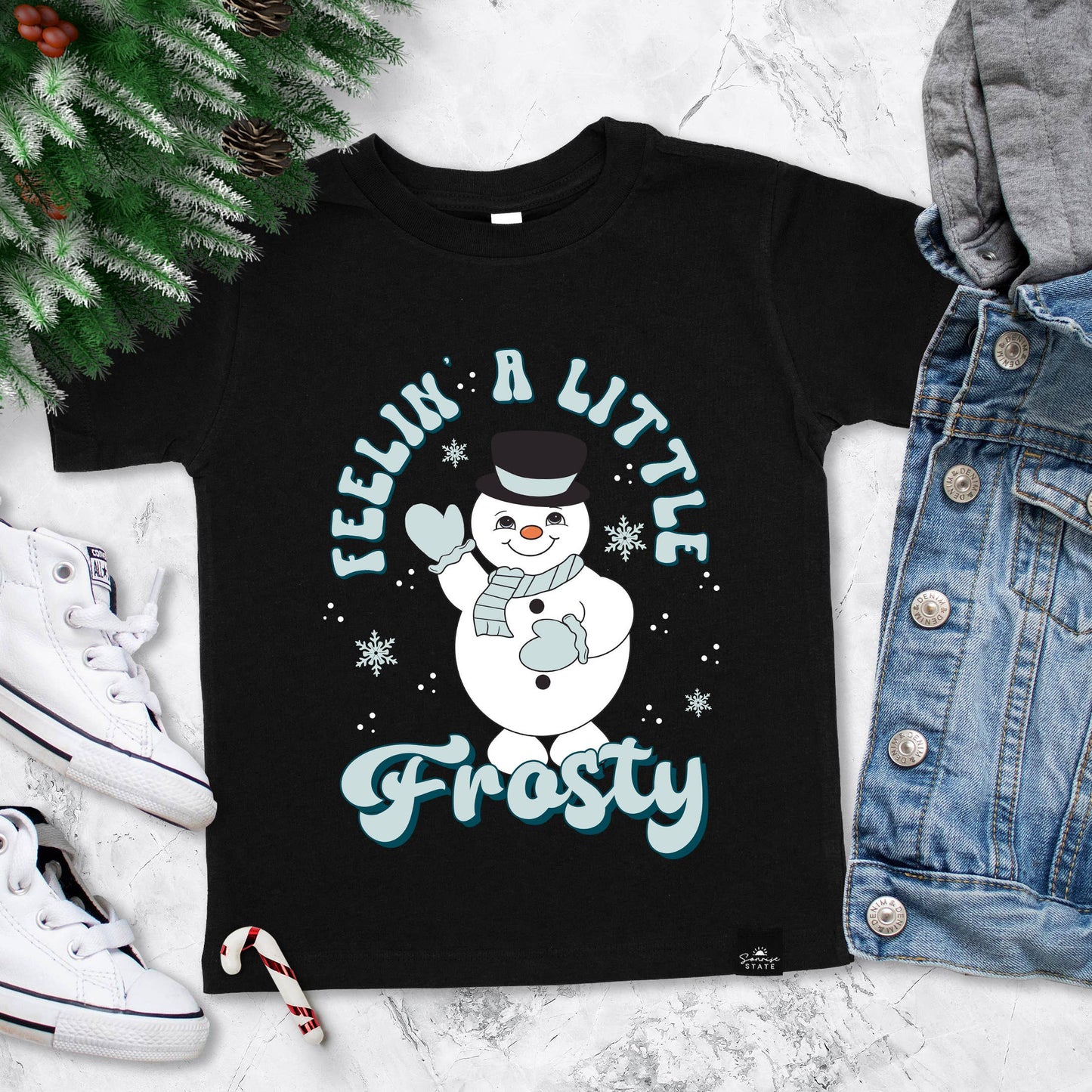 Feelin' A Little Frosty Snowman Christmas T-Shirt