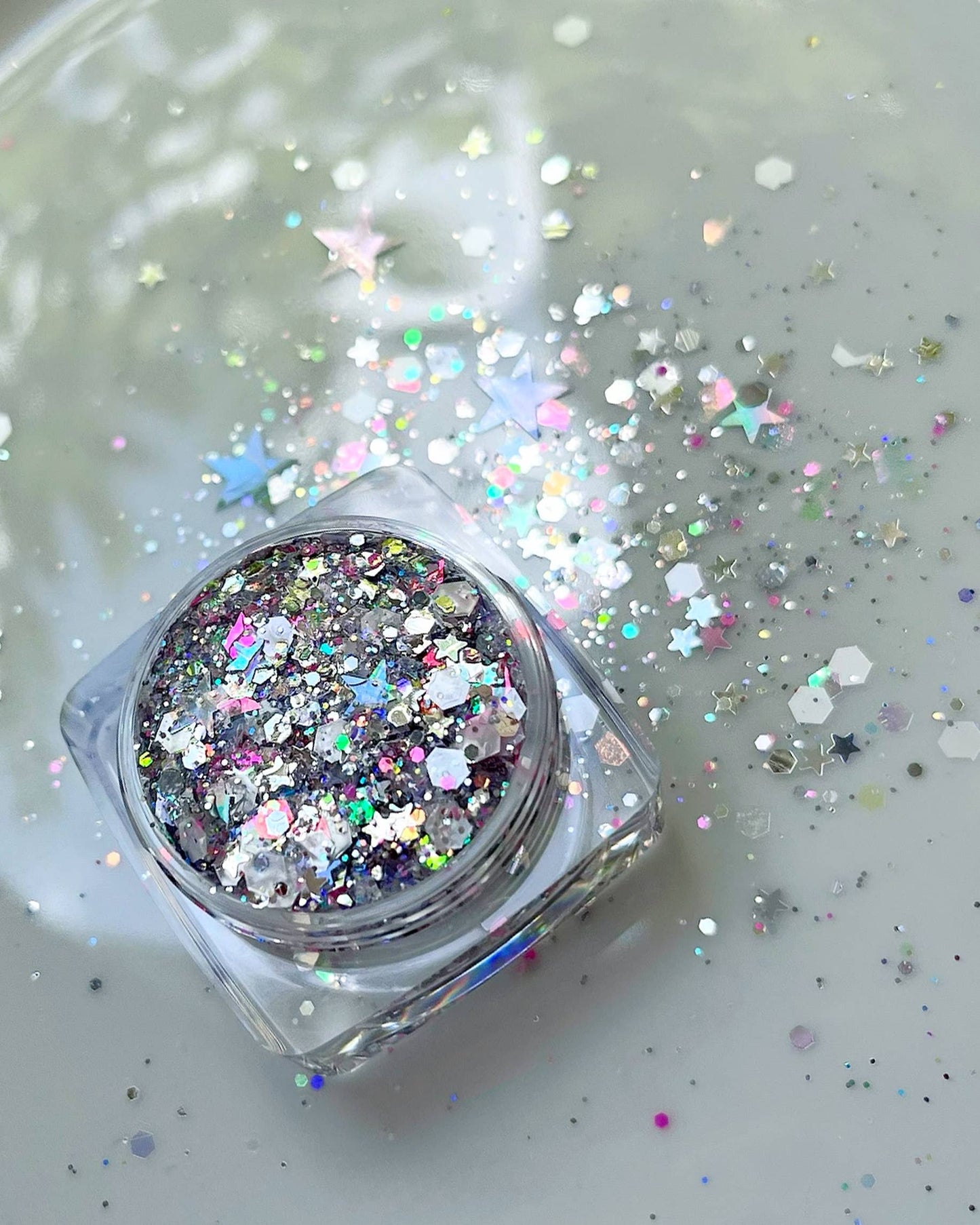 Silver Stars Disco Girl Glitter Gel