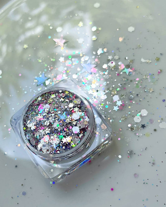 Silver Stars Disco Girl Glitter Gel