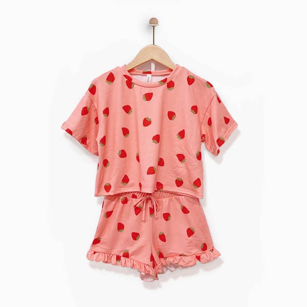 Strawberry Printed Ruffle Set