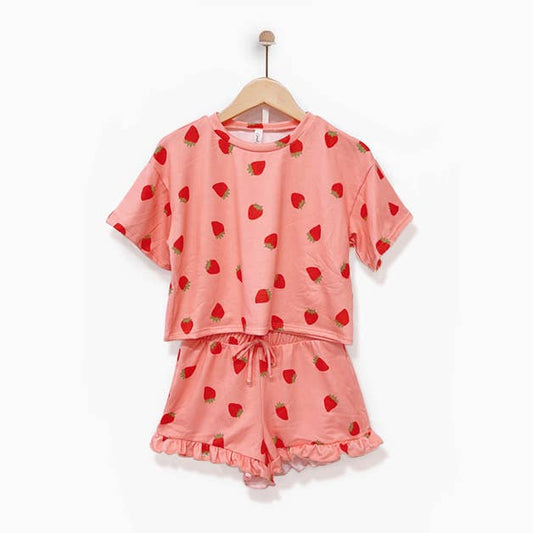 Strawberry Printed Ruffle Set