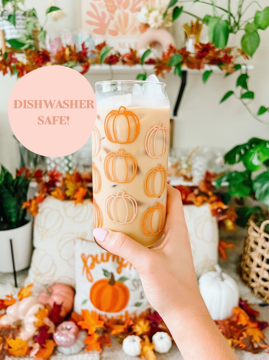 20oz Orange Pumpkin Iced Coffee Beer Can Glass